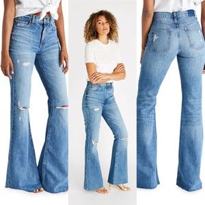 Etica Nina High Rise Distressed Flare Jeans NEW
